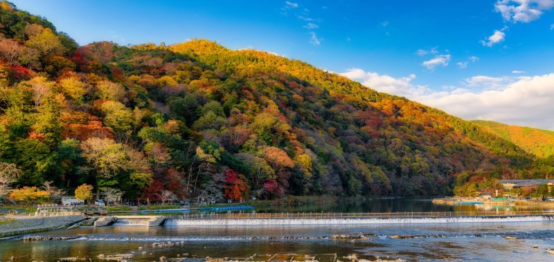 日本三大紅葉名所の京都嵐山の紅葉